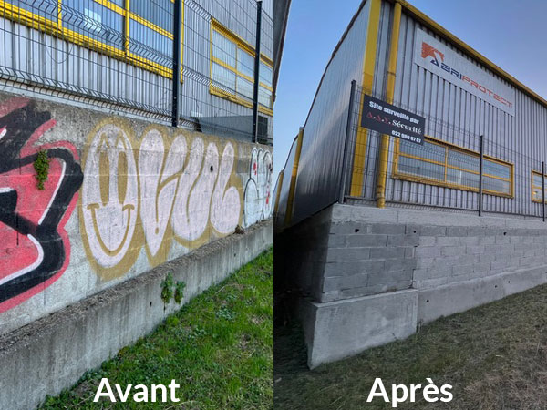 nettoyage graffiti mur geneve avant apres